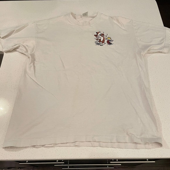 Calvin and Hobbes Vintage embroidered T-Shirt XLarge 1990s Thrashed